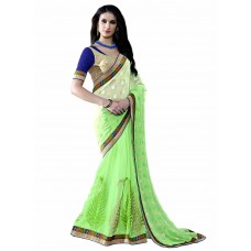 Triveni Tremendous Green Colored Border Worked Jacquard Georgette Saree